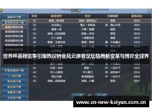 世界杯赛程密集引爆热议转会风云席卷足坛格局新变革与博弈全球界 世界杯赛程密集引爆热议转会风云席卷足坛格局新变革与博弈全球界
